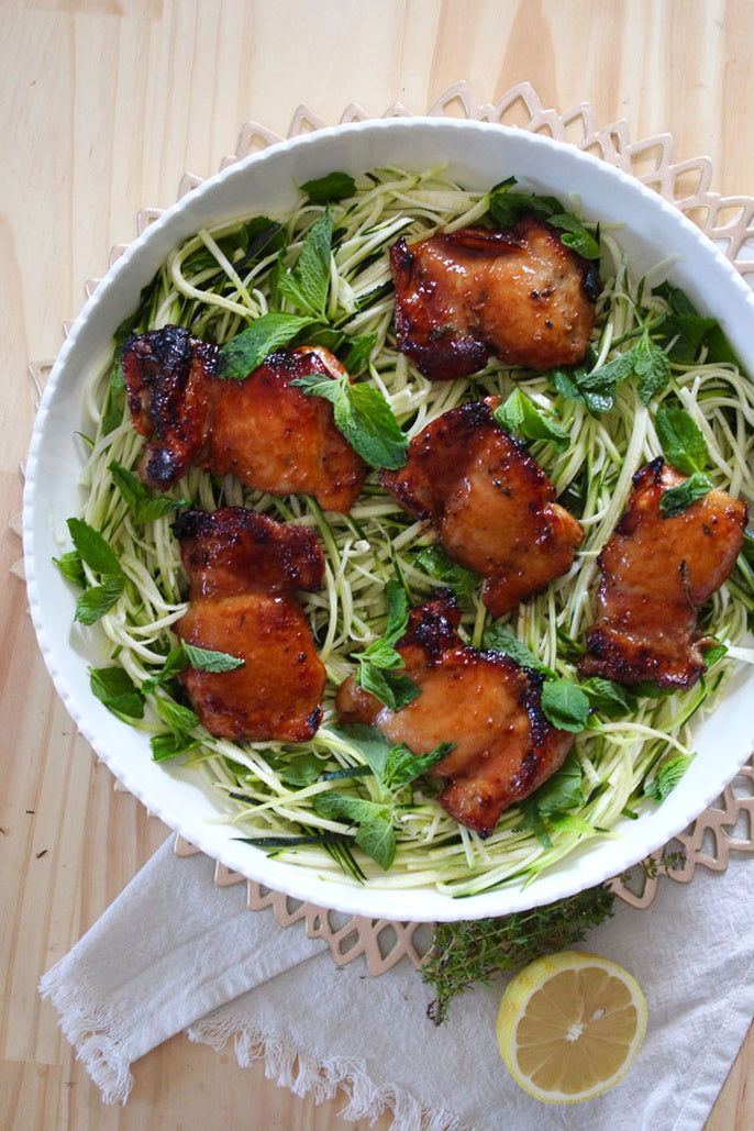Honey and Herb Glazed Chicken with Fresh Lemon Zoodles
