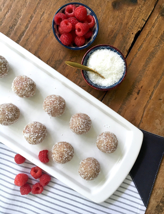 Raspberry, Coconut and Almond Bliss Balls