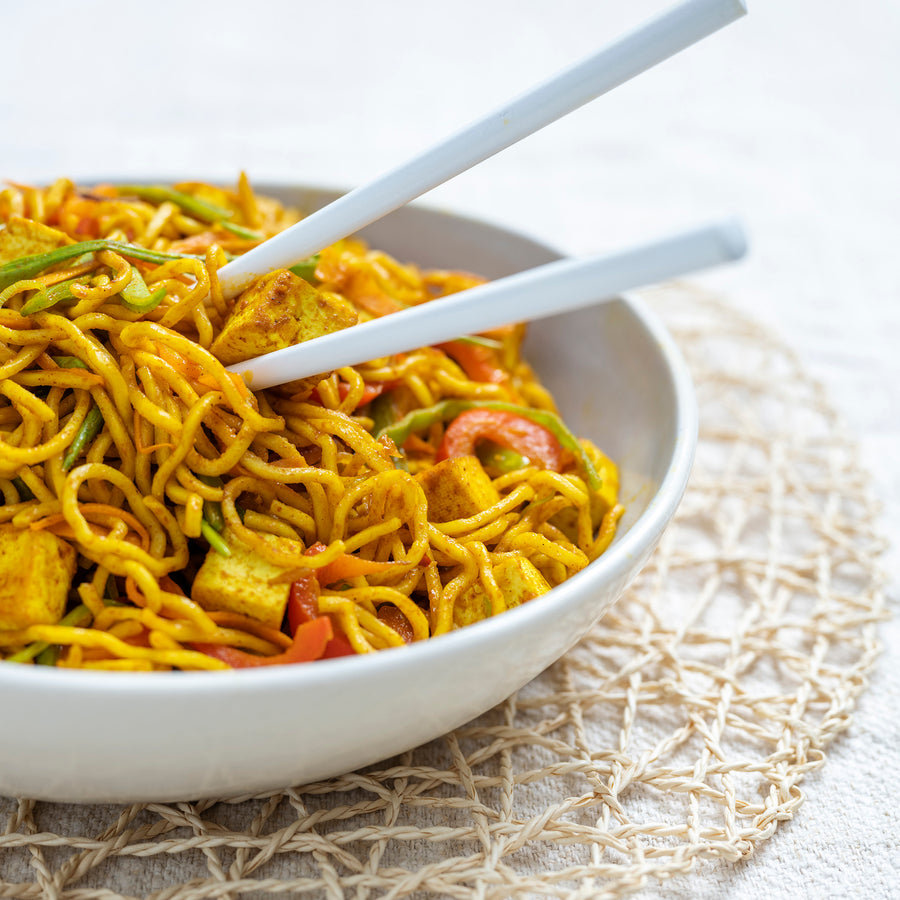 Curried tofu and noodle stir-fry