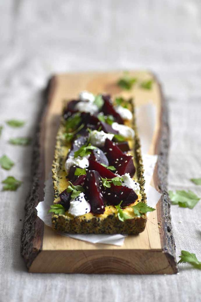 Roasted Balsamic Beetroot Tart in a Seed Crust