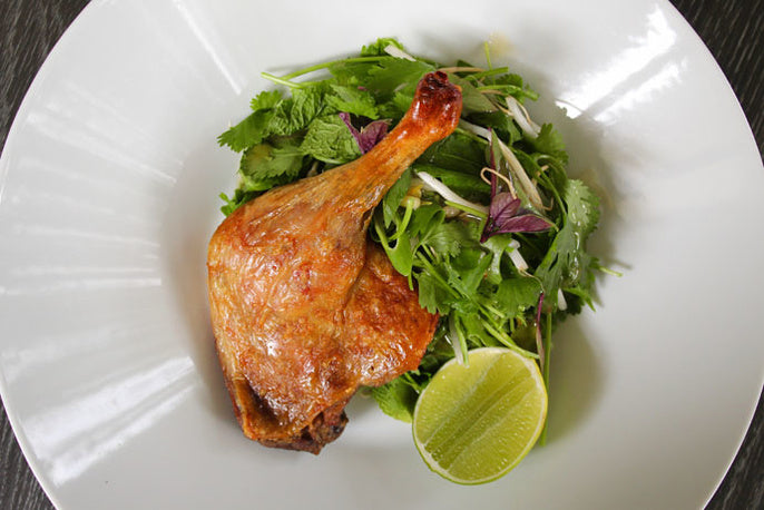 Crispy Duck Legs with Asian Herb Salad