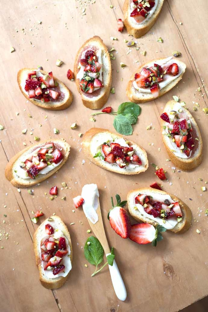 Strawberry, Mint and Pistachio Bruschetta