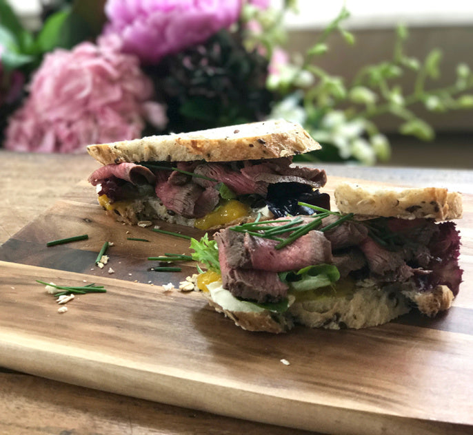 Peppered Lamb Sandwich with Sweet Mustard Pickle