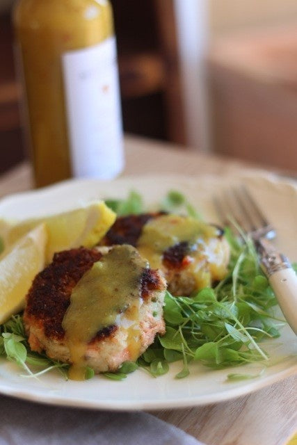Easy Salmon Cakes with Sweet Mustard Sauce