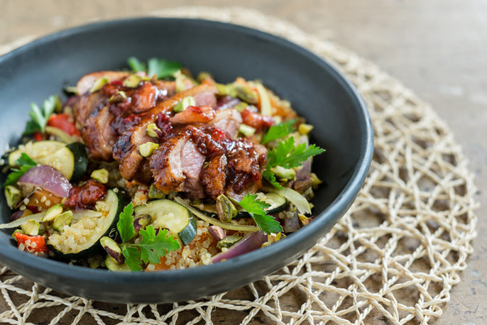 Duck Breast with Strawberry Marinade & Moroccan Pilaf