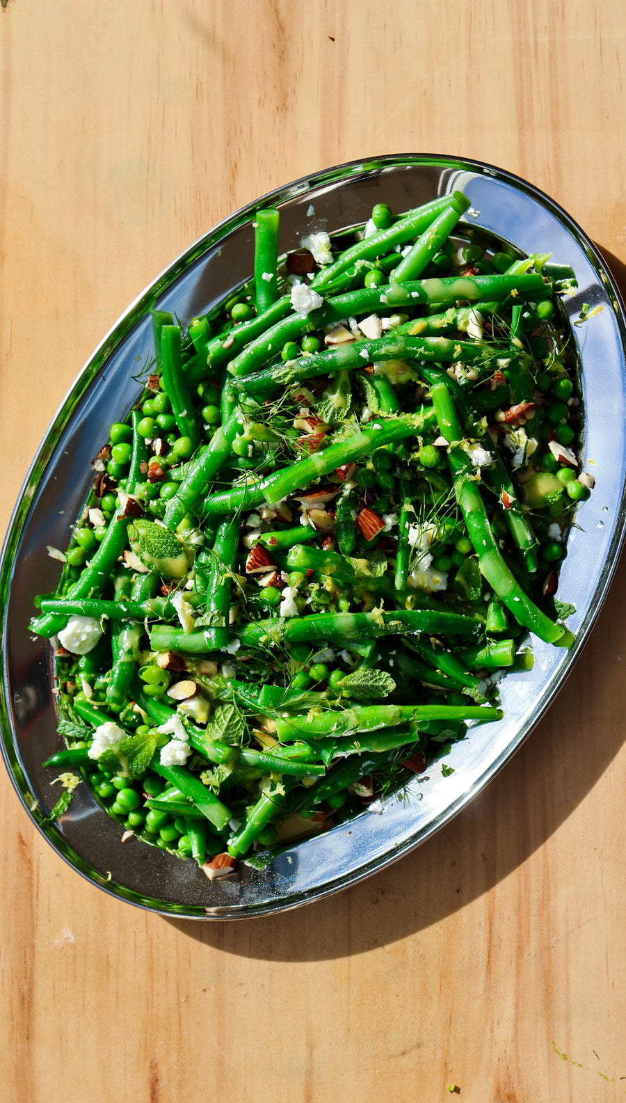 Green Bean and Pea Salad with Feta and Toasted Almonds