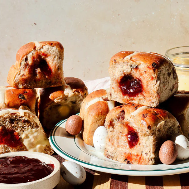 Jam and Custard-Filled Hot Cross Buns