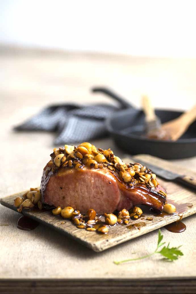 Nutty Blood Orange and Cognac Jelly Glazed Bacon