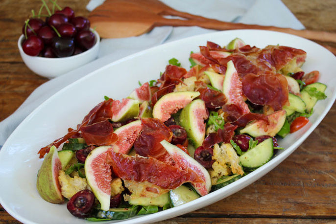 Panzanella Salad with Fig and Cherries