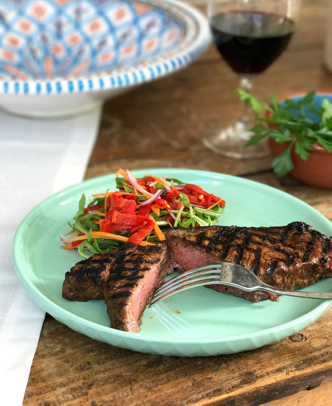 Moroccan Steak with Chargrilled Red Pepper Salad