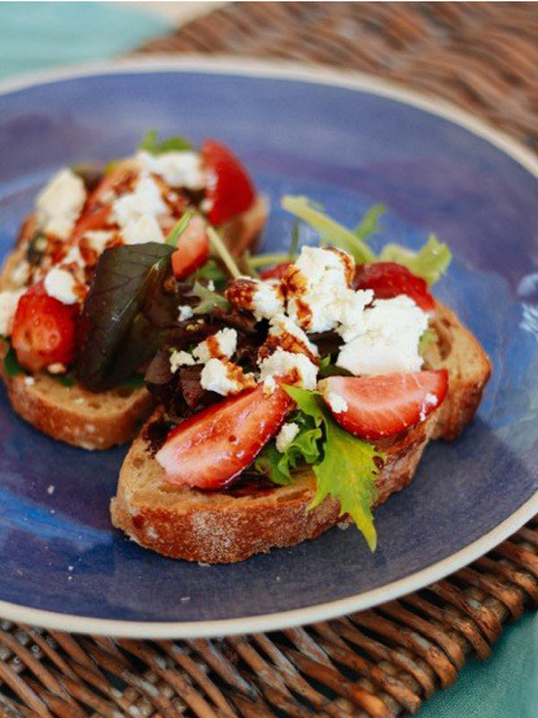 Strawberry, Goat's Cheese and Balsamic Bruschetta