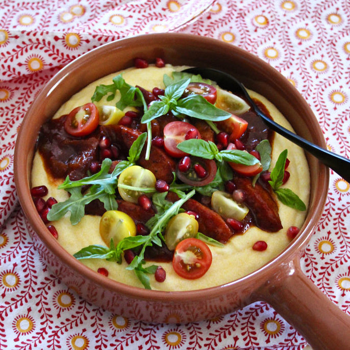 Summer Polenta with Chorizo and Tomatoes