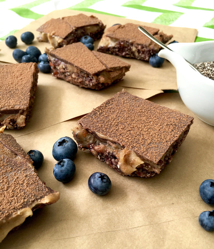 Natural Caramel Slice with Blueberry & Chia Base