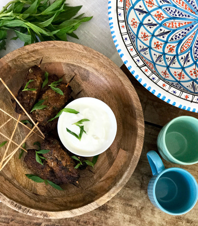 Grilled Moroccan Beef Koftas with Lime Yoghurt Sauce