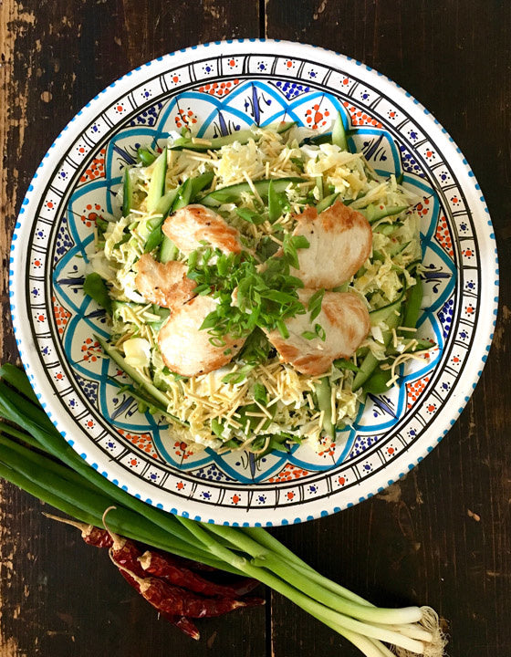 Asian Chicken Salad with Crunchy Noodles and Mango, Lime & Chilli Dressing